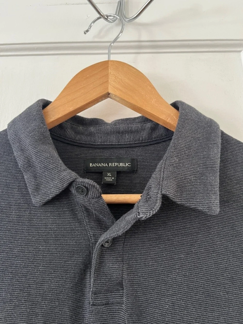 Banana Republic Premium 100% Cotton Polo - Dark Charcoal Gray - Men's XL